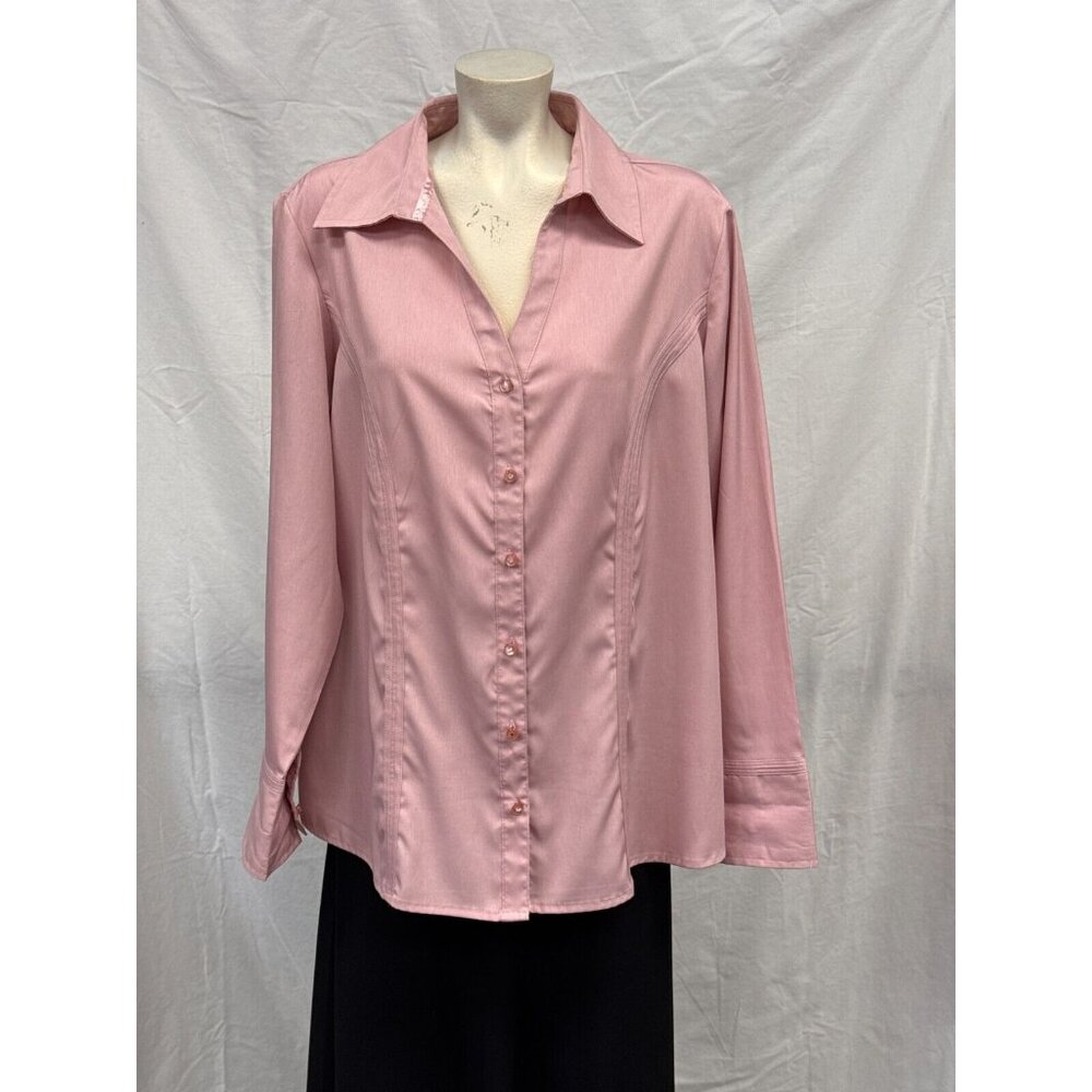 Cato Womens Pink Button‎ Up Shirt Size 18/20W Long Sleeve Collared Lined Formal